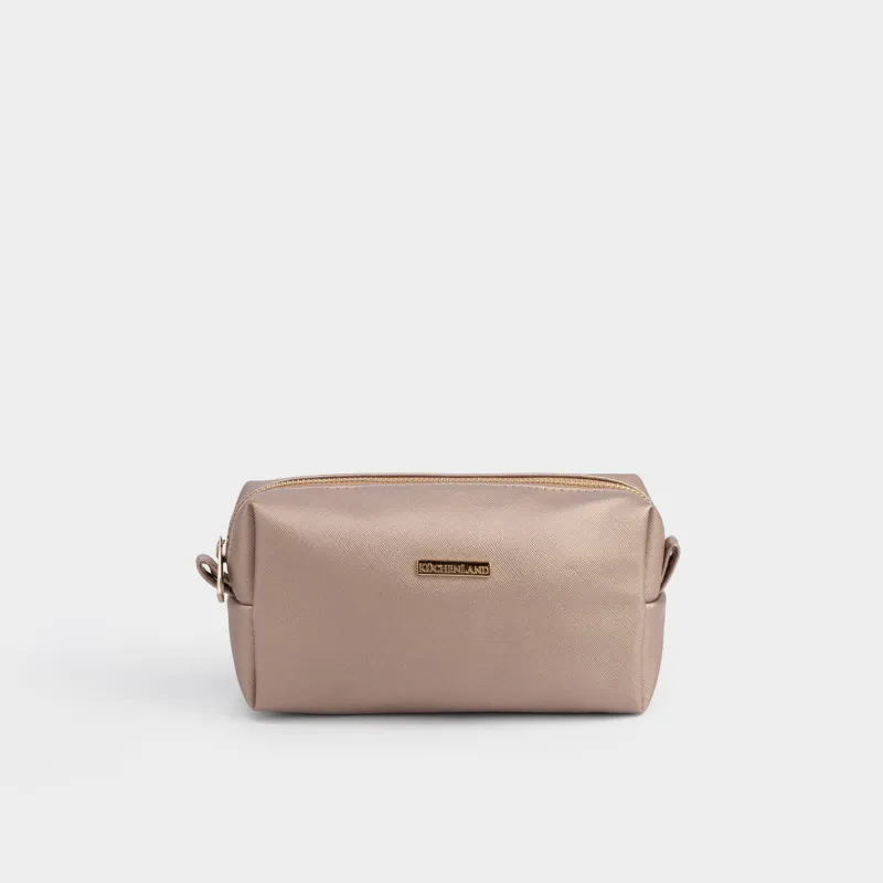 Cosmetic bag, 20x10 cm, PVC, golden, Beauty