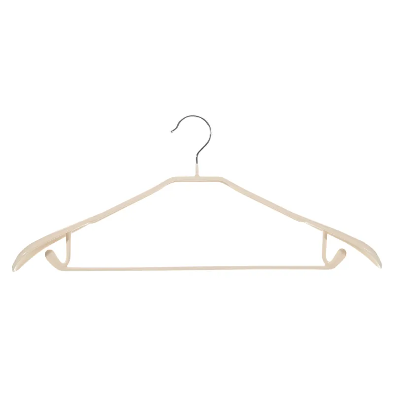Hanger, 44 cm, with shoulder pad, with loops for trousers/skirts, metal coated, beige, Colorful house