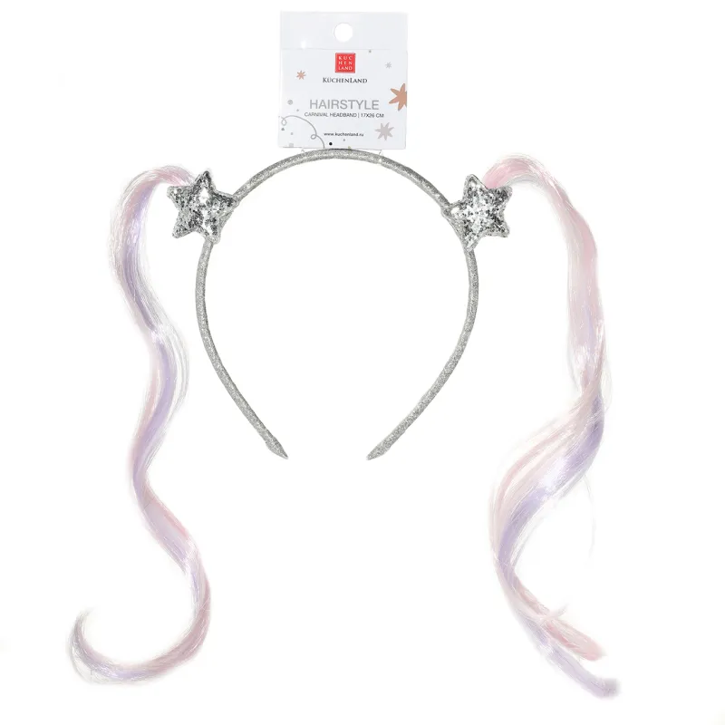 Carnival headband, 17 cm, children's, polyester / plastic, Strands with stars, Hairstyle