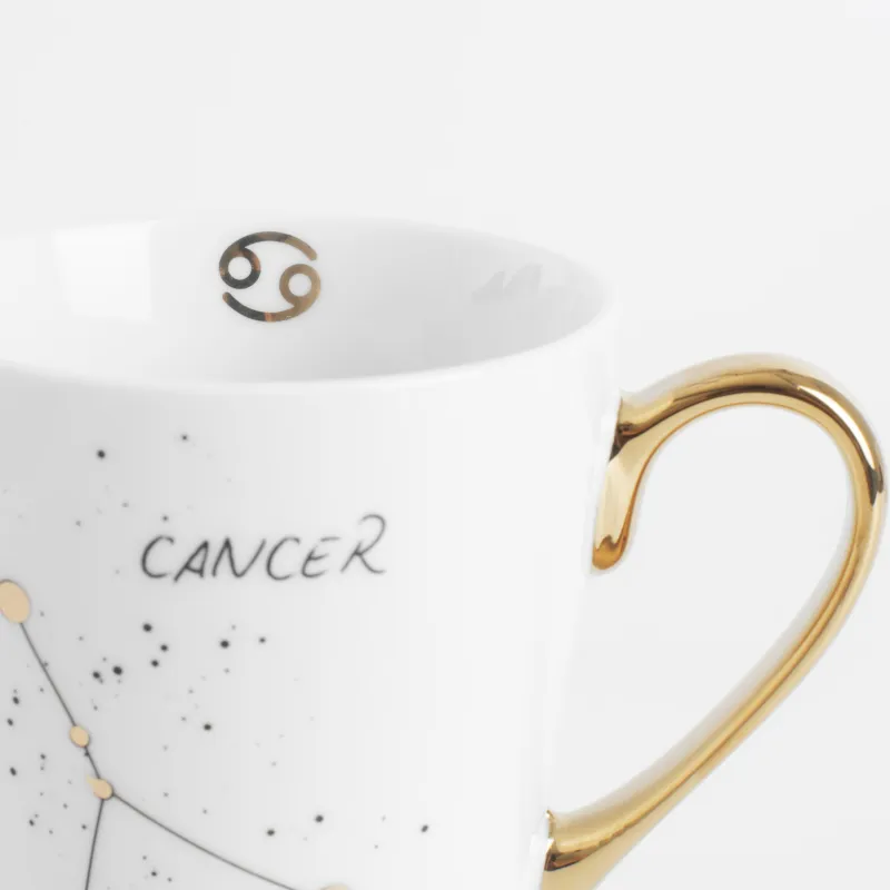 Mug, 400 ml, porcelain N, milky golden, Cancer, Zodiac, image-3