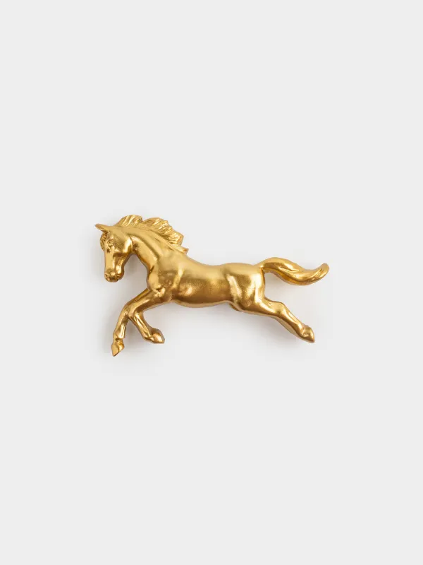 Magnet, 8 cm, polyresin, golden, Horse, Horse gold, image-0