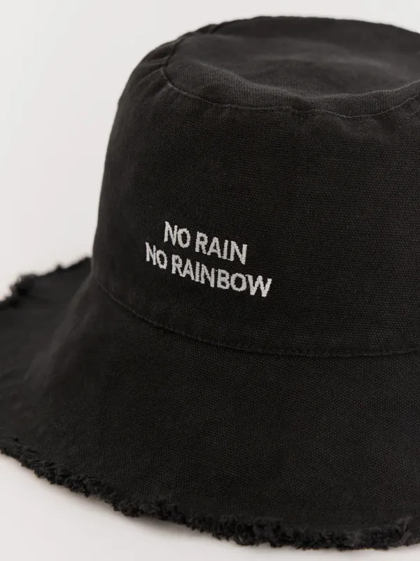 Panama hat, 57 cm, single size, with raw edge, cotton, dark grey, Shore, image-2