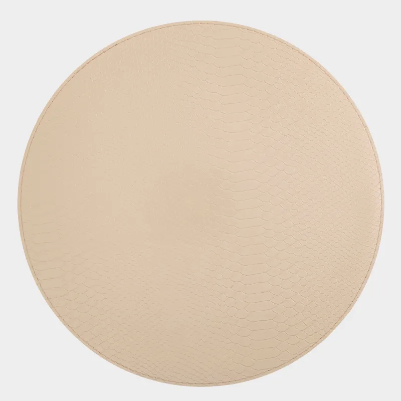 Placemat, 38 cm, polyurethane, round, beige, Snake scales, Rock, image-0