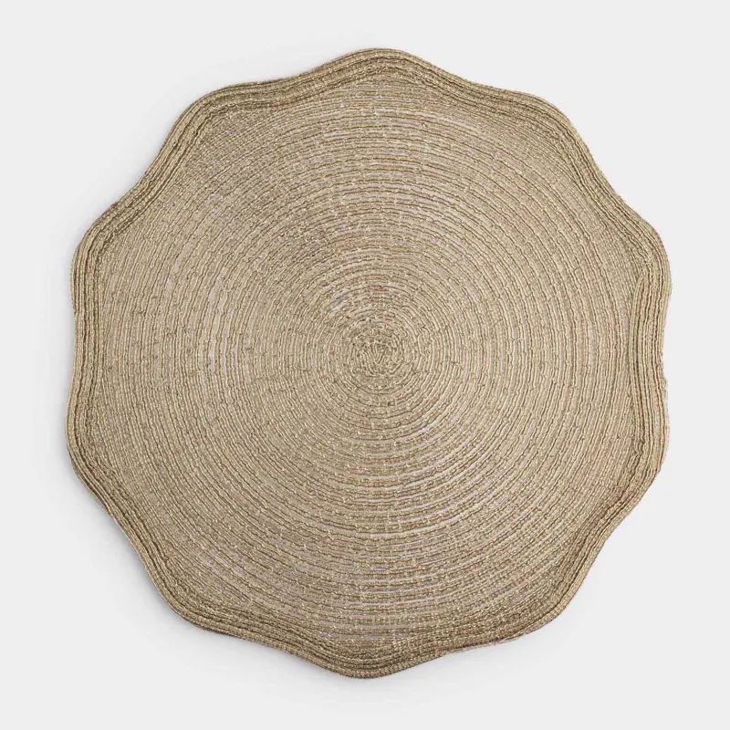 Placemat, 38 cm, polyester, curly, golden, Rotary shine