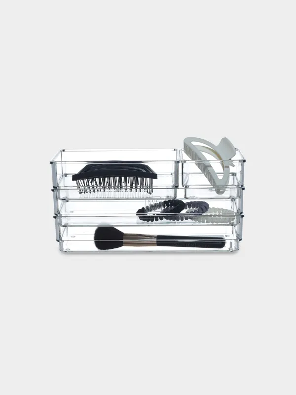 Set of organizer boxes, 4 pcs, plastic, Basic, image-4