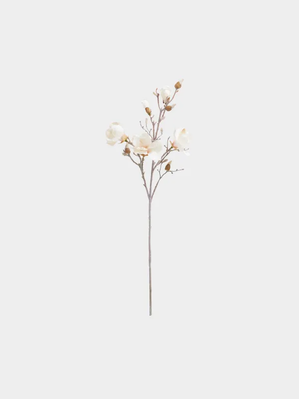 Decorative branch, 85 cm, polyester / plastic, champagne, White magnolia, Magnolia, image-0