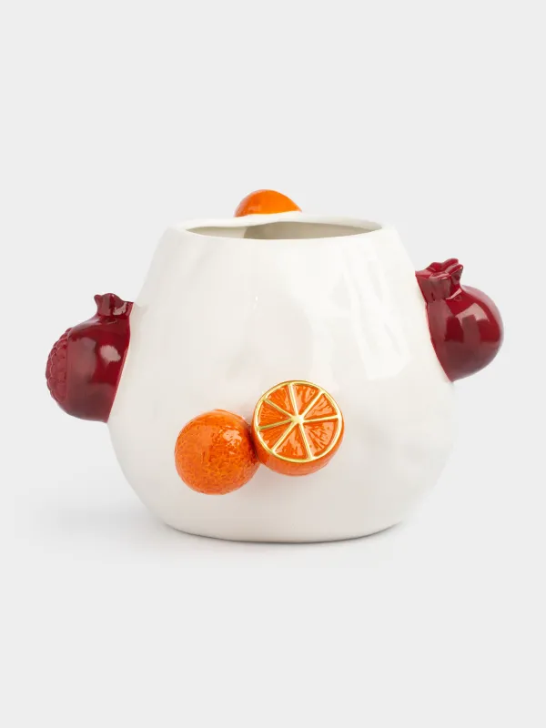 Flower vase, 19 cm, decorative, ceramic, Pomegranates and tangerines, Fruit, image-0
