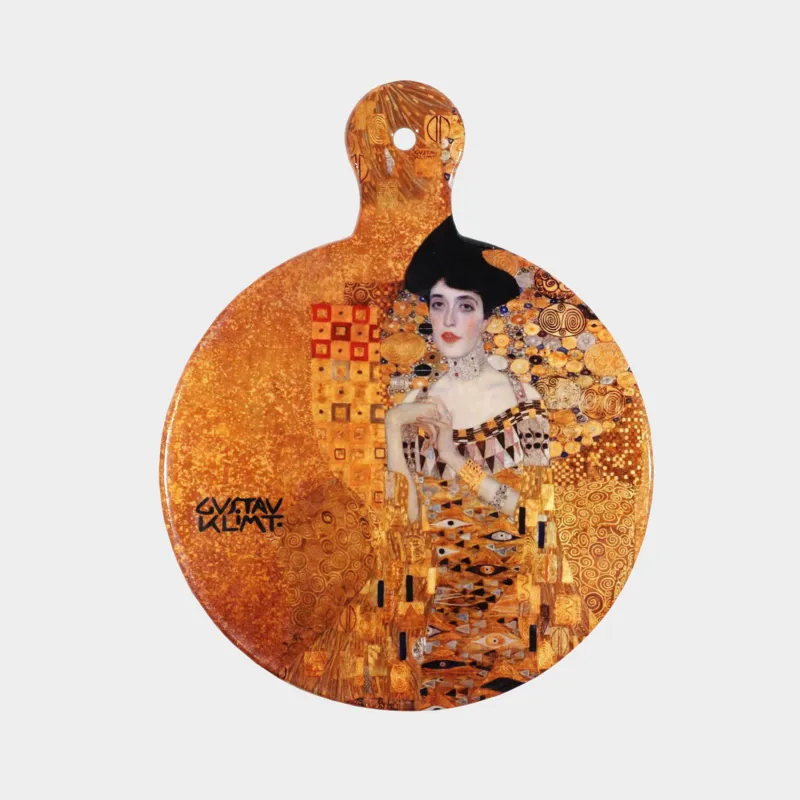 Coaster, 23x18 cm, with handle, ceramic / cork, Gold Adele, Klimt, Art Adele