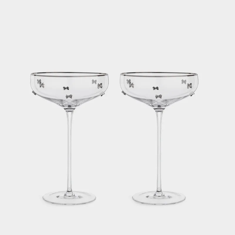 Drinking glass, 250 ml, 2 pcs, crystal glass, with silver edging, Ferentino