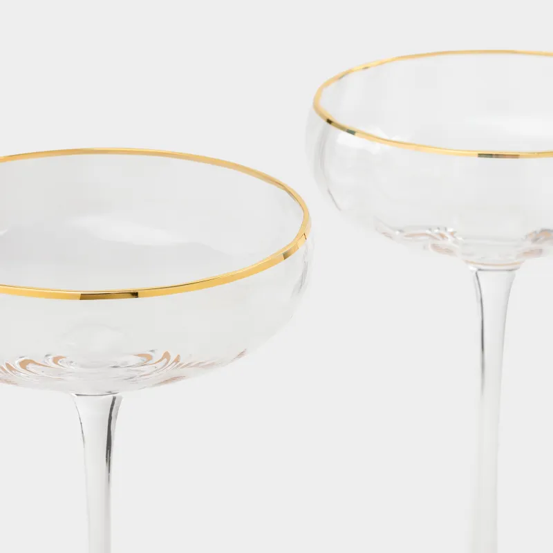 Drinking glass, 220 ml, 2 pcs, glass R, with golden edging, Filo R gold, image-4