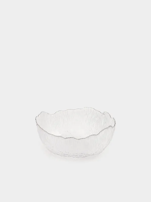 Salad bowl, 20x9 cm, 1,3 l, glass R, with silver edging, Argos silver, image-1