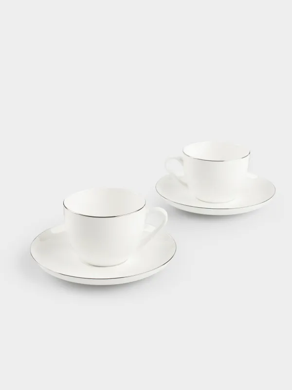 Tea pair, 2 persons, 4 items, 250 ml, porcelain F, white, Ideal silver, image-0