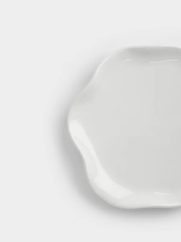 Spoon stand, 12 cm, ceramic, milky, Wavy edge, Crumple, image-2