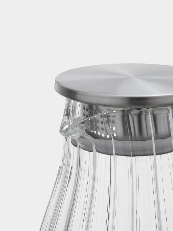 Jug, 1,8 l, with filter cap, used glass / steel, Camellia, image-1