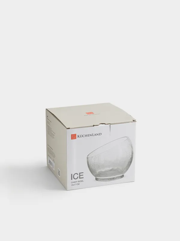 Candy bowl, 15x17 cm, glass, Craquelure, Ice, image-4