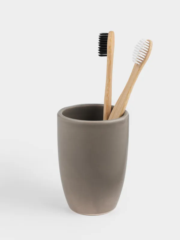 Bathroom glass, 10 cm, ceramic, beige-gray, Giza, image-4