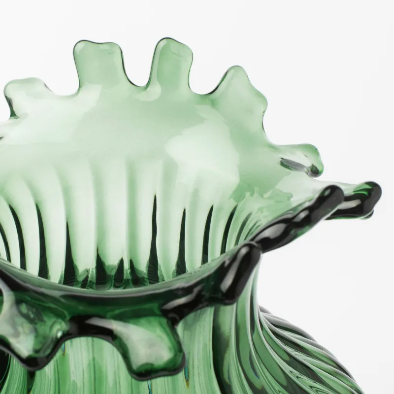 Flower vase, 27 cm, glass, green, Ribedic, image-5