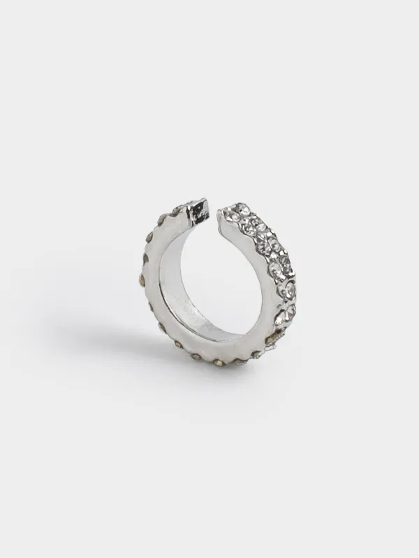 Cuff earring, 1 cm, metal, silver, Crystals, Jewelry crystal, image-1