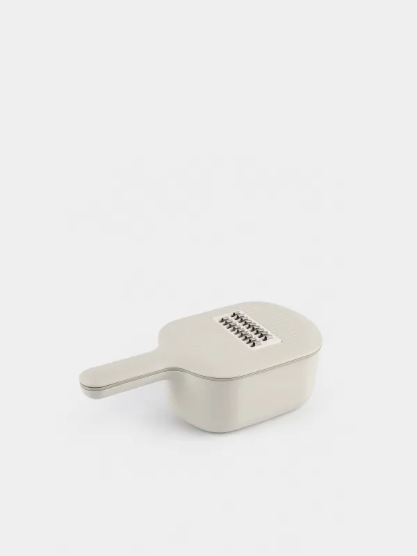 Grater, 29x14 cm, 4 attachments, with container, with handle, plastic / steel, grey, Matto, image-6