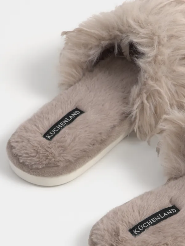 Women's slippers, homewear, size 36-37, faux fur, brown, Downy, image-4