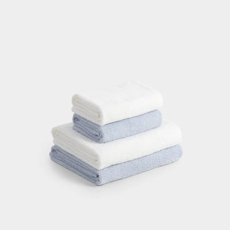 Towel set, 50x90 / 70x140 cm, 4 pcs, cotton, white / blue, Terry cotton