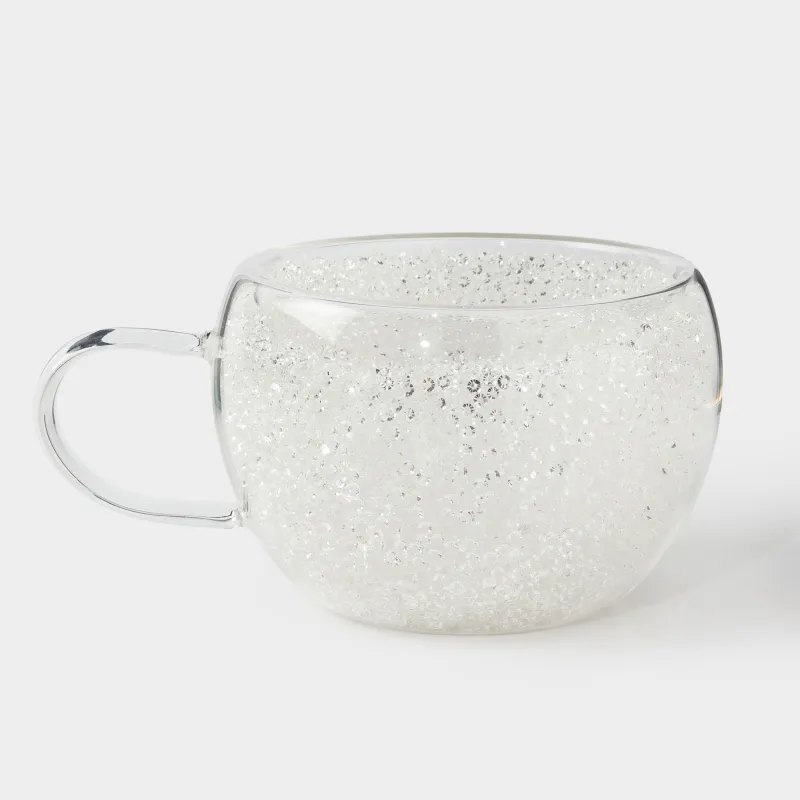 Mug, 270 ml, B glass, with silver crystals inside, Air decor, image-2