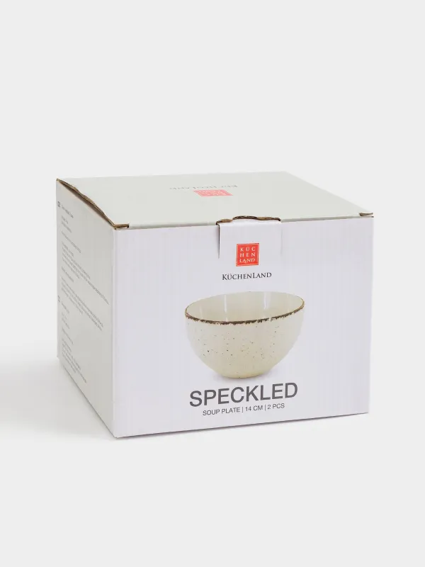 Soup plate, 14x7 cm, 2 pieces, ceramic, beige, speckled, Speckled, image-4