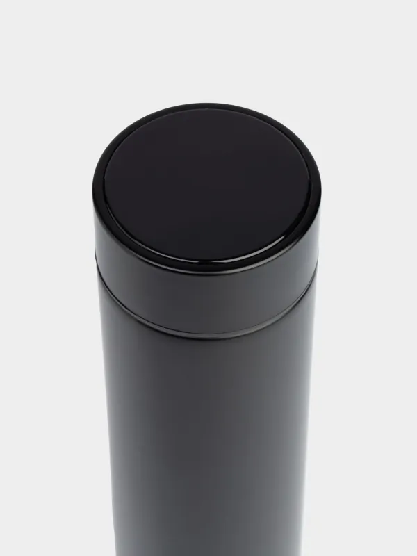 Thermos flask, 500 ml, with thermometer, steel / plastic, black, Celsius, image-1