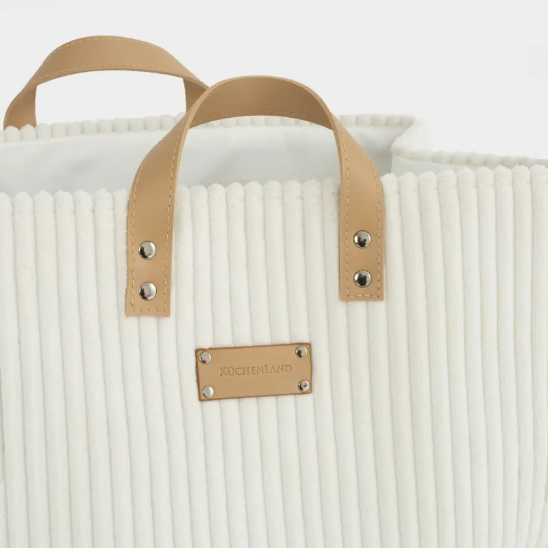 Laundry storage bag, 37x22x50 cm, with handles, polyester, rectangular, beige, Moire, image-3