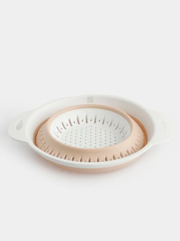 Colander, 20 cm, foldable, plastic / rubber, round, beige, Foldaway, image-5