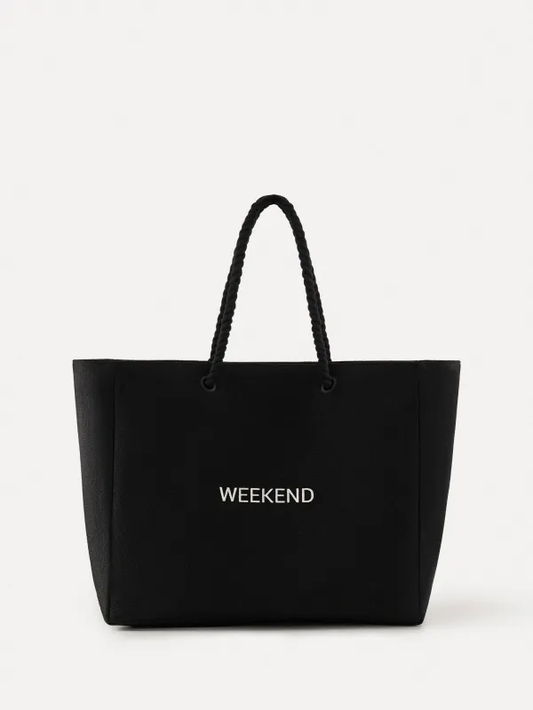 Women's bag, 44x35 cm, polyester, black, Weekend, Coast, image-0