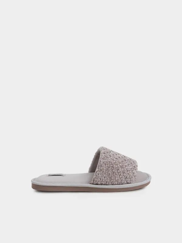 Women's slippers, homewear, size 36-37, chenille/velvet, sand, Chenille, image-0