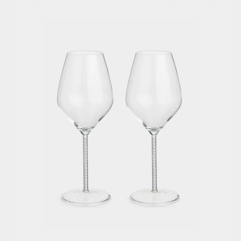 Drinking glass, 450 ml, 2 pcs, with pearls, glass / plastic, Crystal pearl