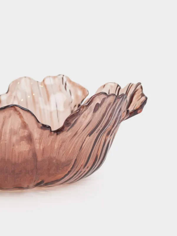 Salad bowl, 23x9 cm, 900 ml, glass, brown, Flower, Sahara, image-2