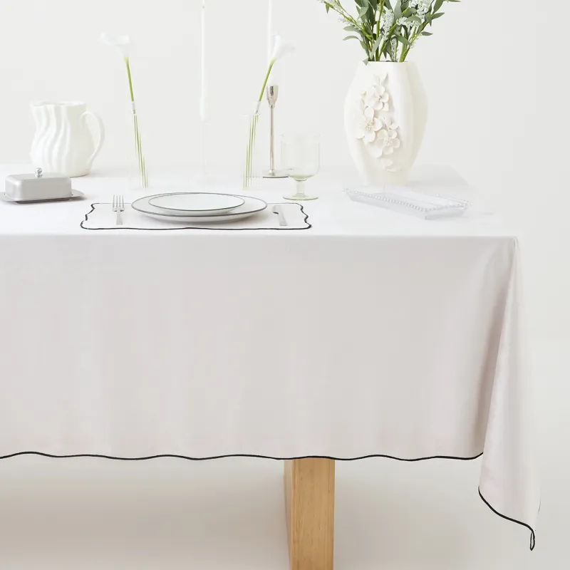 Tablecloth, 170x250 cm, chenille, Black edging, Chenill framed
