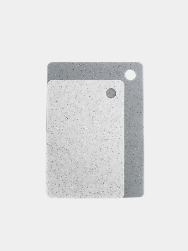 Cutting board, 19/24 cm, 2 pcs, plastic, rectangular, gray, speckled, Speck, image-0