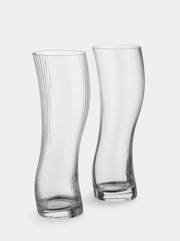 Drinking glass, 23 cm, 600 ml, 2 pcs, glass R, Bend, Ribby, image-1