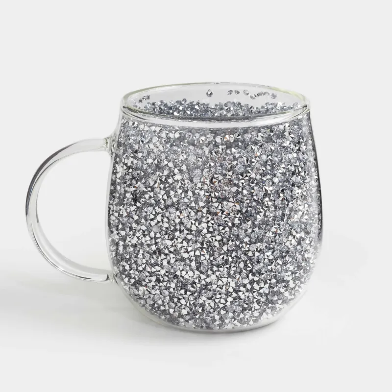 Mug, 330 ml, glass B, with gray crystals inside, Air decor, image-4