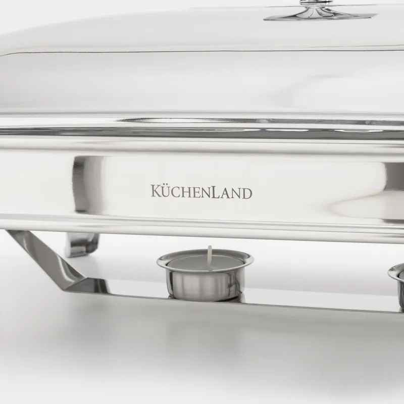Chafing dish, 49x26x18 cm, with lid, rectangular, glass T / steel, Winter antarctica, image-3
