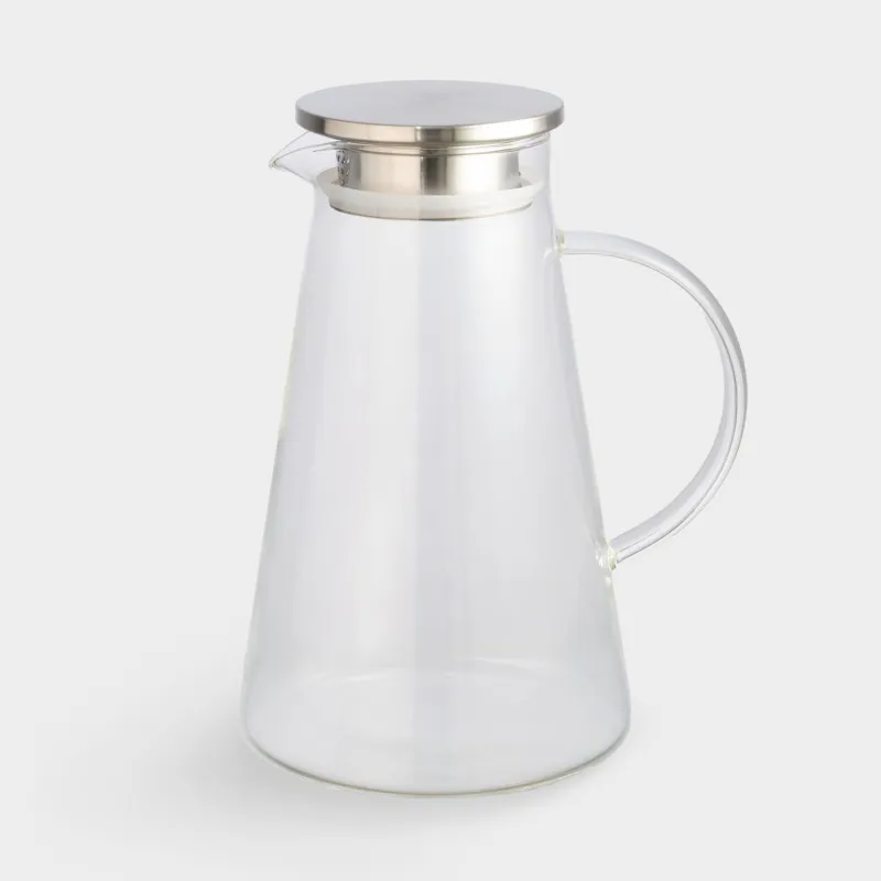 Jug, 1,7 l, with filter cover, glass B / steel, Clear