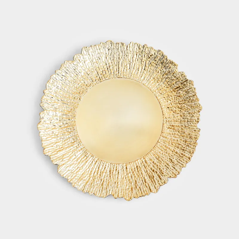 Charger plate, 33 cm, plastic, golden, Ice floe, plastic ice