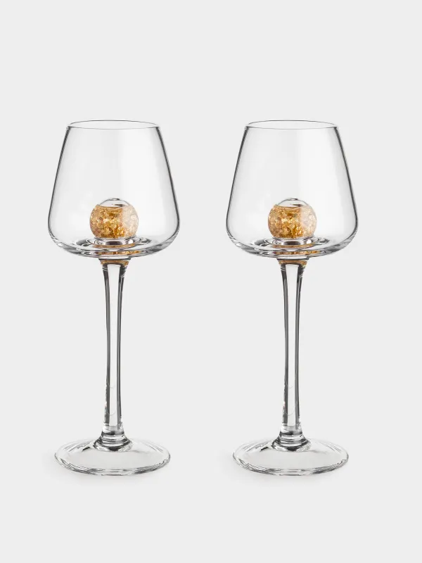 Drinking glass, 50 ml, 2 pcs, crystal glass, Amber ball, Sorento, image-0