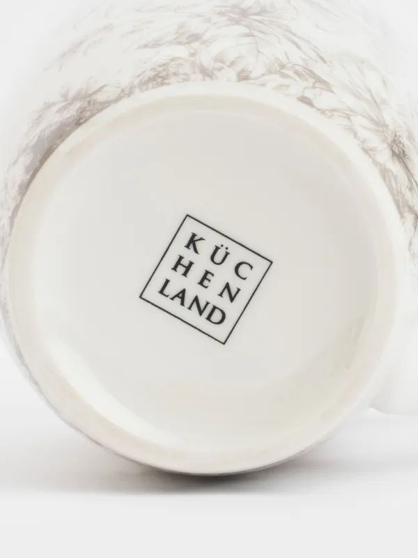 Mug, 350 ml, 2 pcs, porcelain P, white, Beige flowers, Maleo, image-3