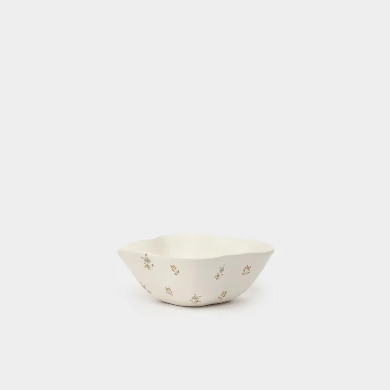 Salad bowl, 15x6 cm, 330 ml, ceramic, milky, Vintage flowers, La flore
