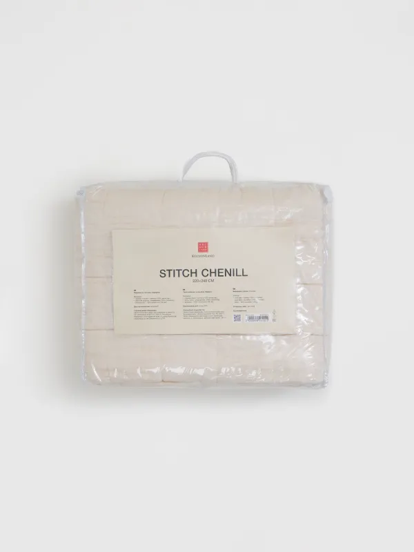 Bedspread, 220x240 cm, quilted, chenille/microfiber, beige, Squares, Stitch chenille, image-6