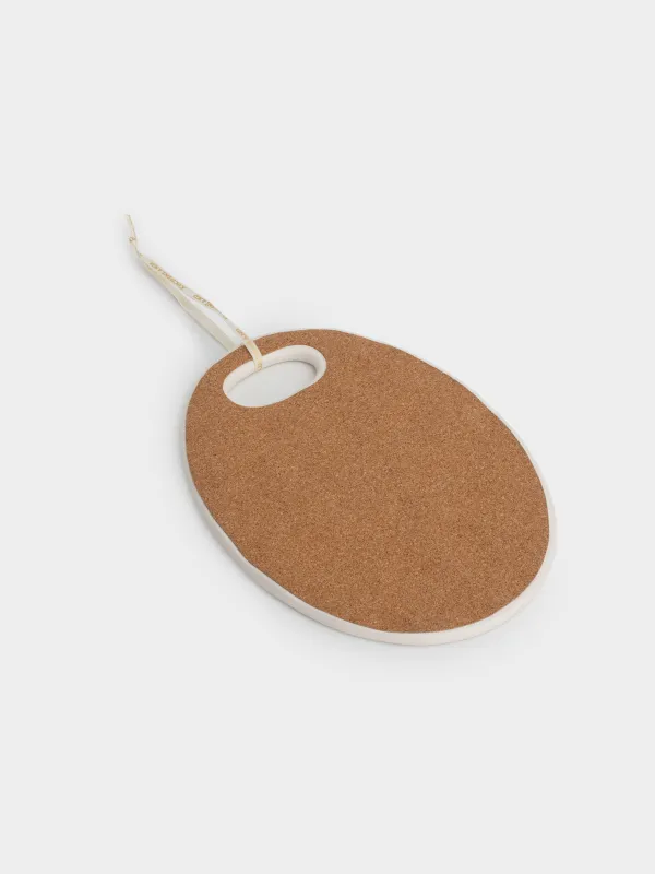 Hot trivet, 15x20 cm, ceramic, oval, milky, Crumpled effect, Crumple kitchen, image-4