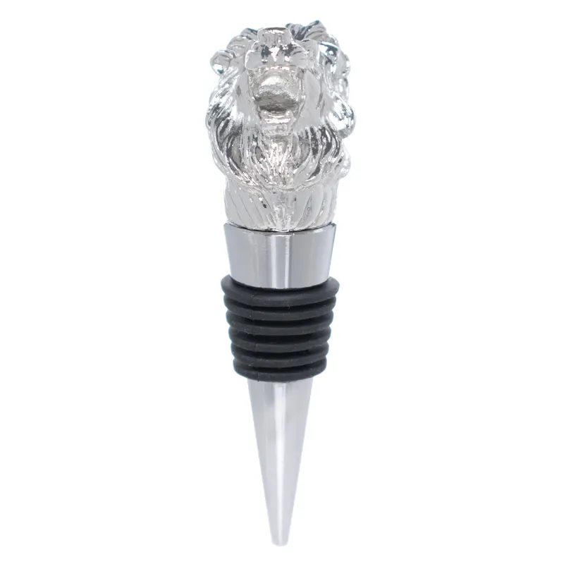 Beverage bottle stopper, 10 cm, metal, Lion, Leo, image-1
