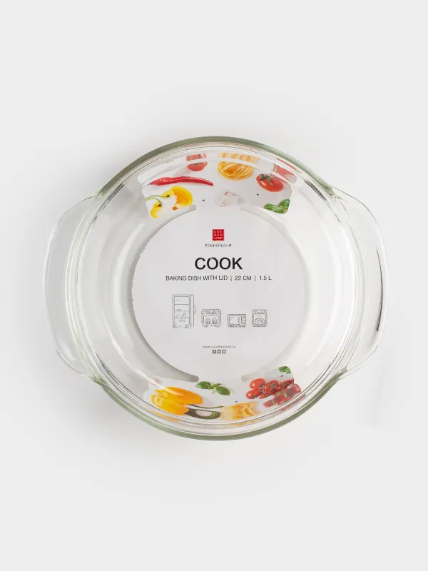 Baking dish, 22 cm, 1,5 l, with lid, Glass T, round, Cook, image-5