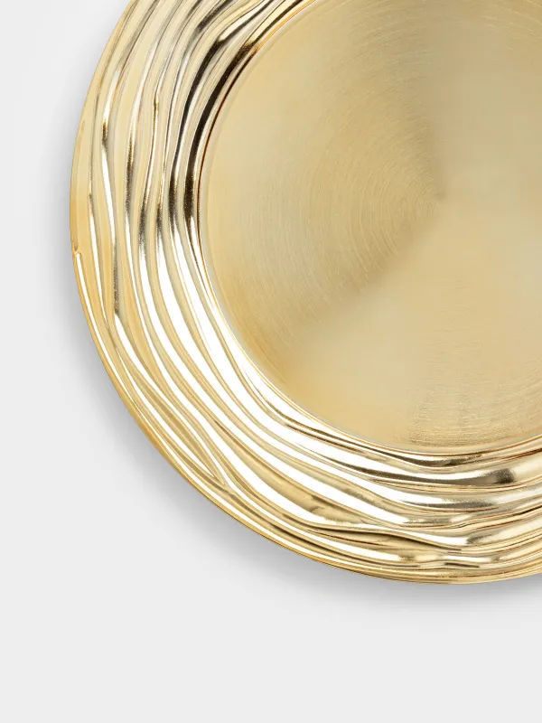 Charger plate, 33 cm, plastic, golden, Waves, plastic wave, image-3