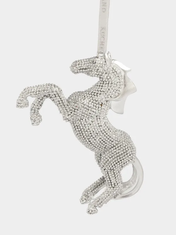 Christmas tree toy, 9 cm, polyresin, silver, Horse, Figure christmas, image-0
